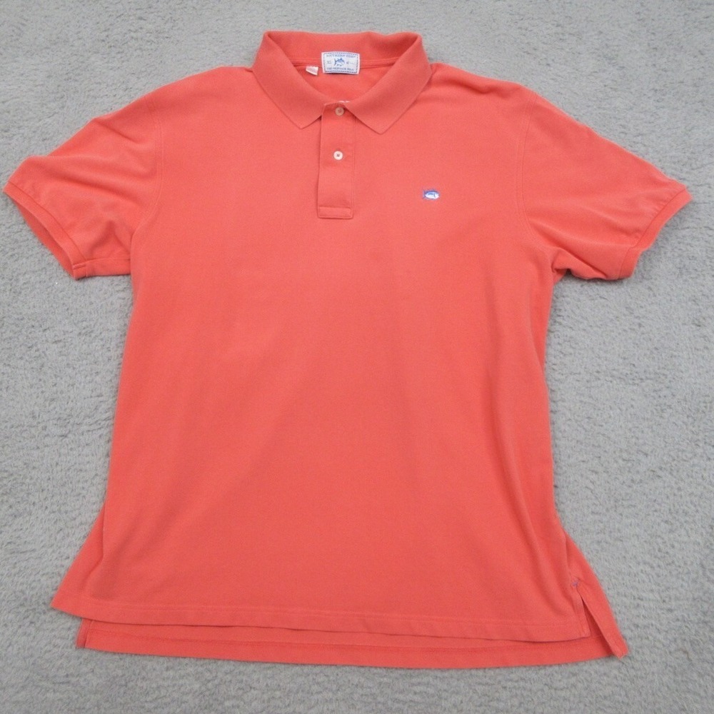 Southern Tide Golf Shirt Men XL Orange Stretch Skipjack Logo Polo Casual Golfing